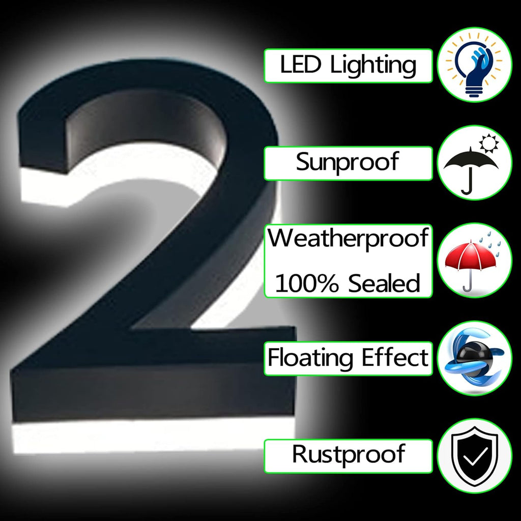 Modern Illuminated House Numbers 20', Backlit LED House Numbers For Outside, Stainless Steel Light Up Address Numbers For House, Lighted Address Numbers,V