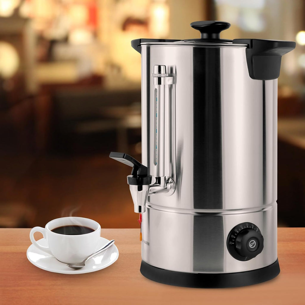 8L Commercial Coffee Urn Stainless Steel Large Coffee Maker with Thermostat, Hot Water Dispenser with Faucet, Percolator Electric Brewer for Office, Party, Wedding, Catering Use