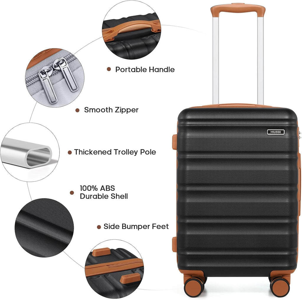 7 Piece Luggage Sets with Premium YKK Zipper, 20/24/28in PC Hardside Suitcase With Spinner Wheels, Luggage Airline Approved, Durable Suitcase Sets with TSA Locks for Travel