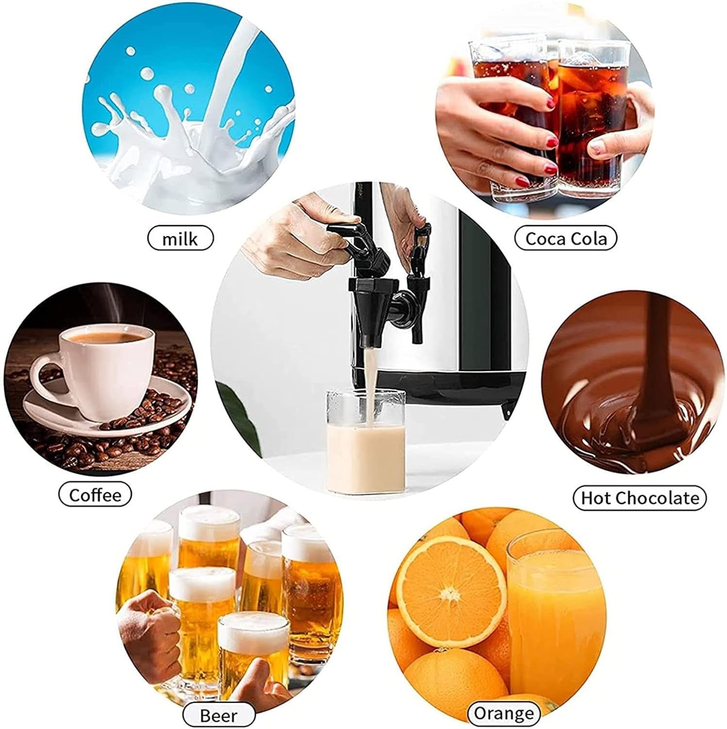 Stainless Steel Coffee Urn & Hot Water Dispenser - Insulated Milk Tea Bucket, 8L & 20L Capacity, Durable Kettle with Cover & Spigot for Events, Parties, and Catering
