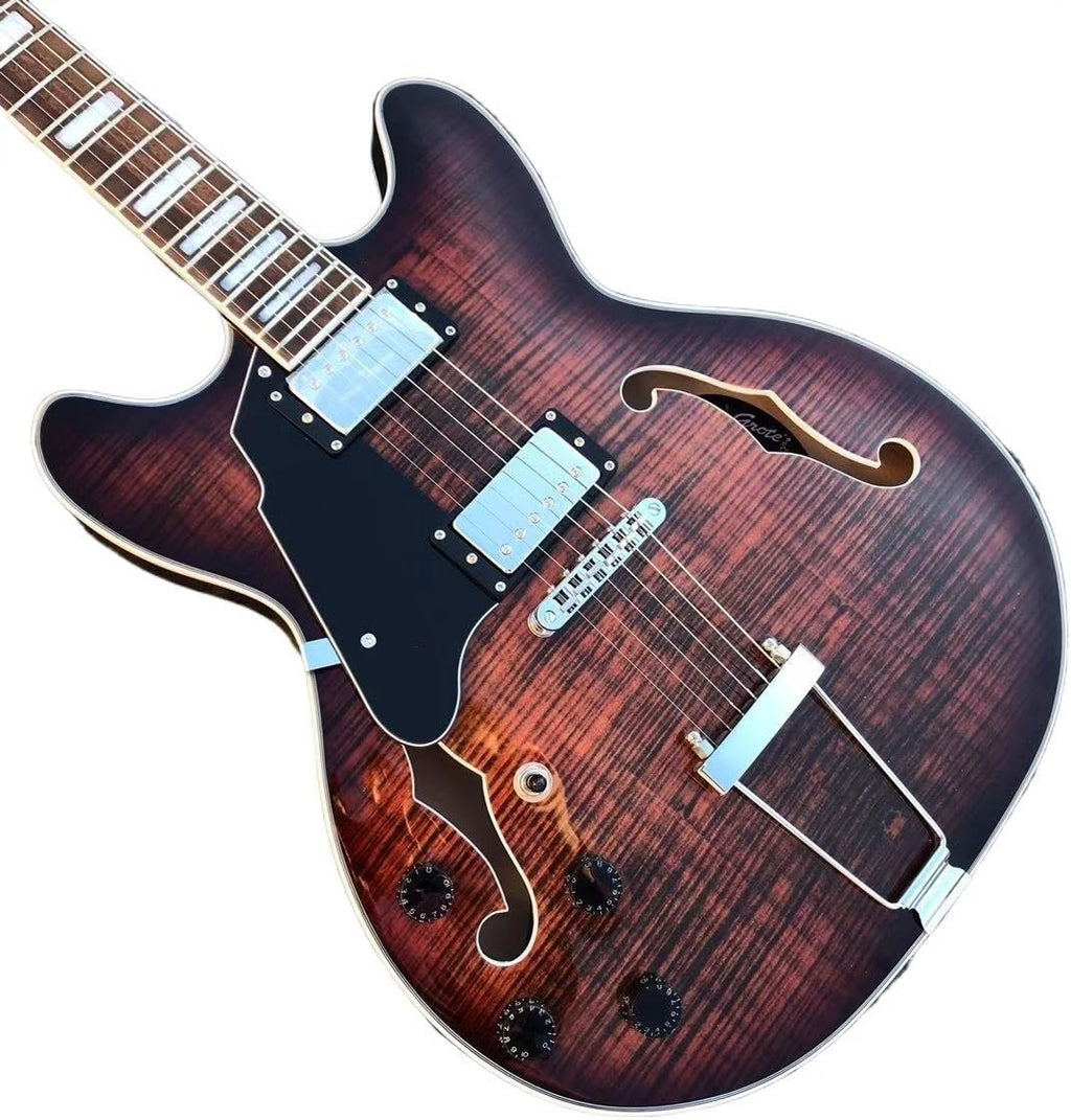 Custom Classic Lefty Jazz Electric Guitars Left Handed Jazz Customized Electric Guitar Hollow Body F Hole Electric Guitar