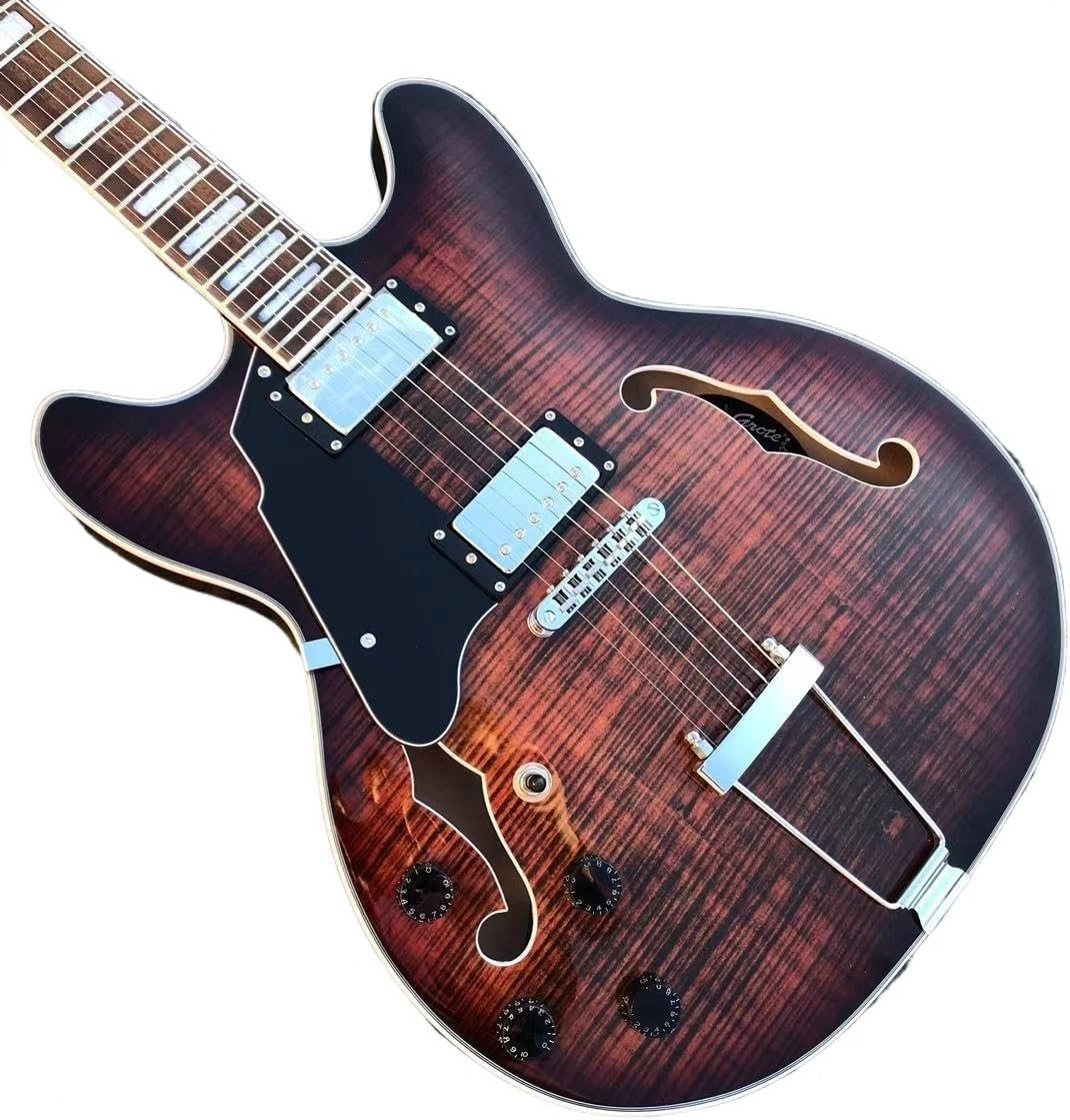 Custom Classic Lefty Jazz Electric Guitars Left Handed Jazz Customized Electric Guitar Hollow Body F Hole Electric Guitar