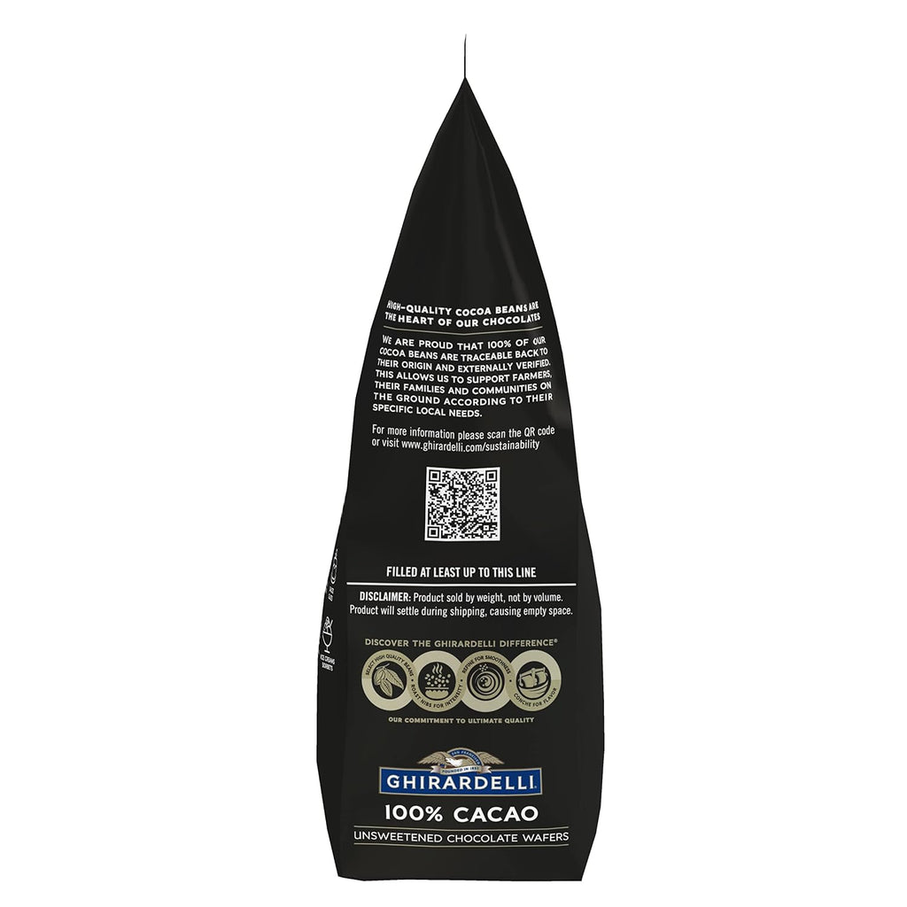 Ghirardelli Chocolate Company 100% Cacao Unsweetened Wafers, 5lb. Bag (Pack of 1)
