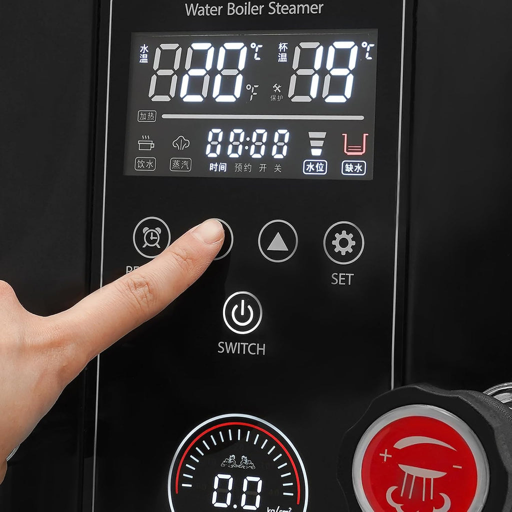 Milk Frother, 12L Commercial Hot Water Dispenser with Inlet Pipe Drip Tray Fixed Time Water Boiler 3000W Electric Water Steamer Dispenser for Heat Beverages Extract Tea Brew Milk (Black)