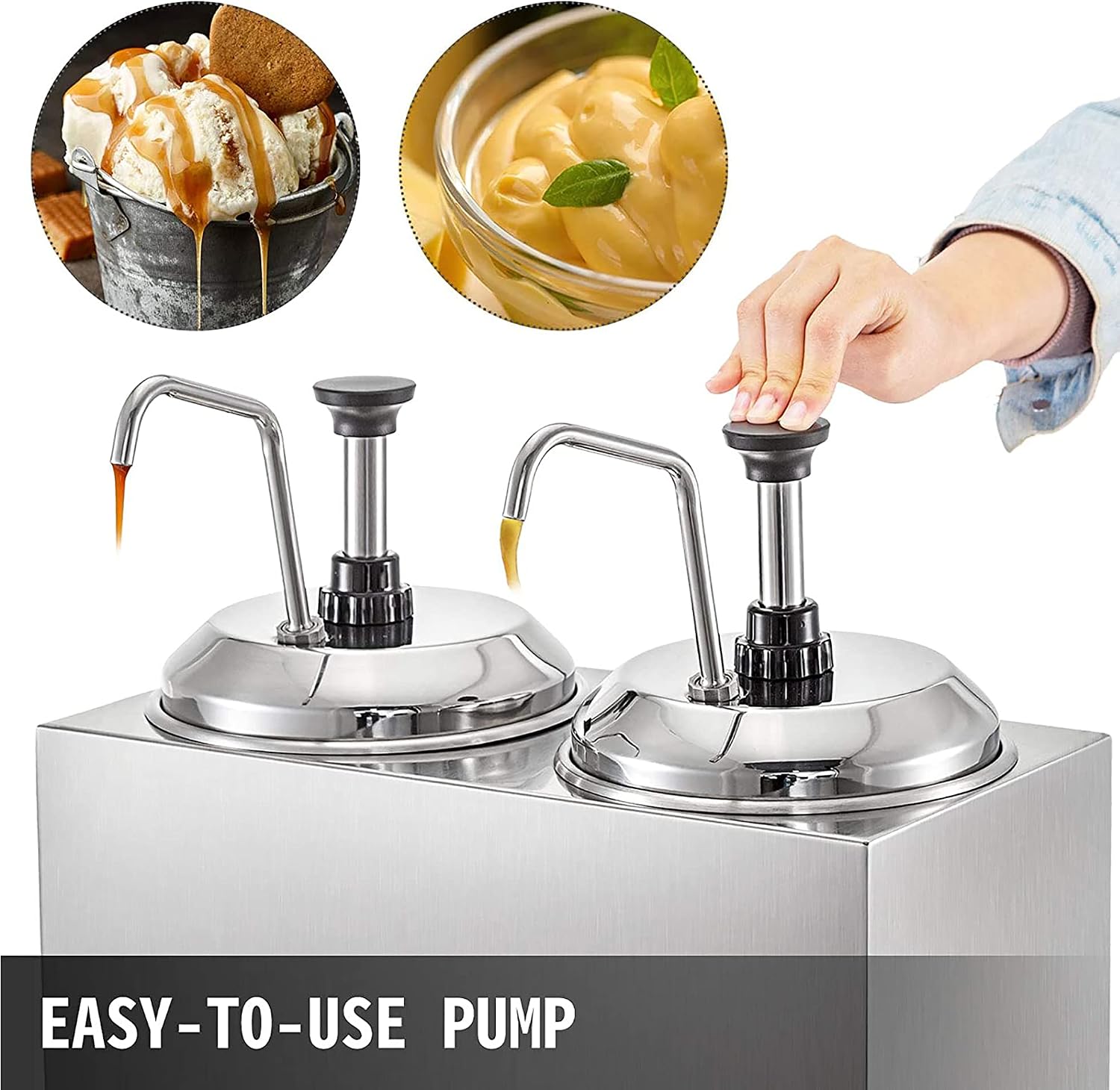 Cheese Dispenser with Pump,2.5L Capacity Hot Fudge Warmer, 800W Electric Hot Fudge Dispenser,10/20/30ML Automatic Cheese Dispenser for Hot Fudge Cheese Caramel,Temperature Control 30-110℃