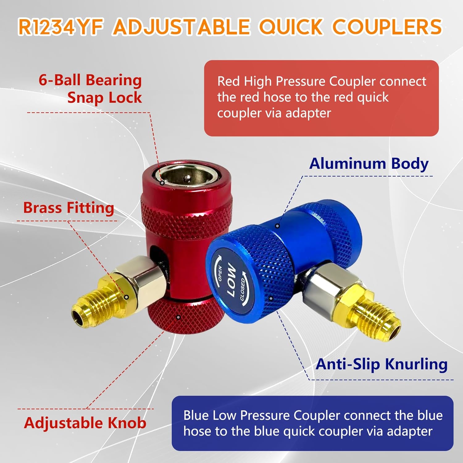 Upgrade 42036 Test & Charging Manifold with 3-1/8'(80 mm) Gauges, A2L Compatible, 2-Valve, 60' Refrigerant Hose, Color-Coded Scales, HVAC Manifold for R32/454B/410A/1234yf,Y/R/B Hoses
