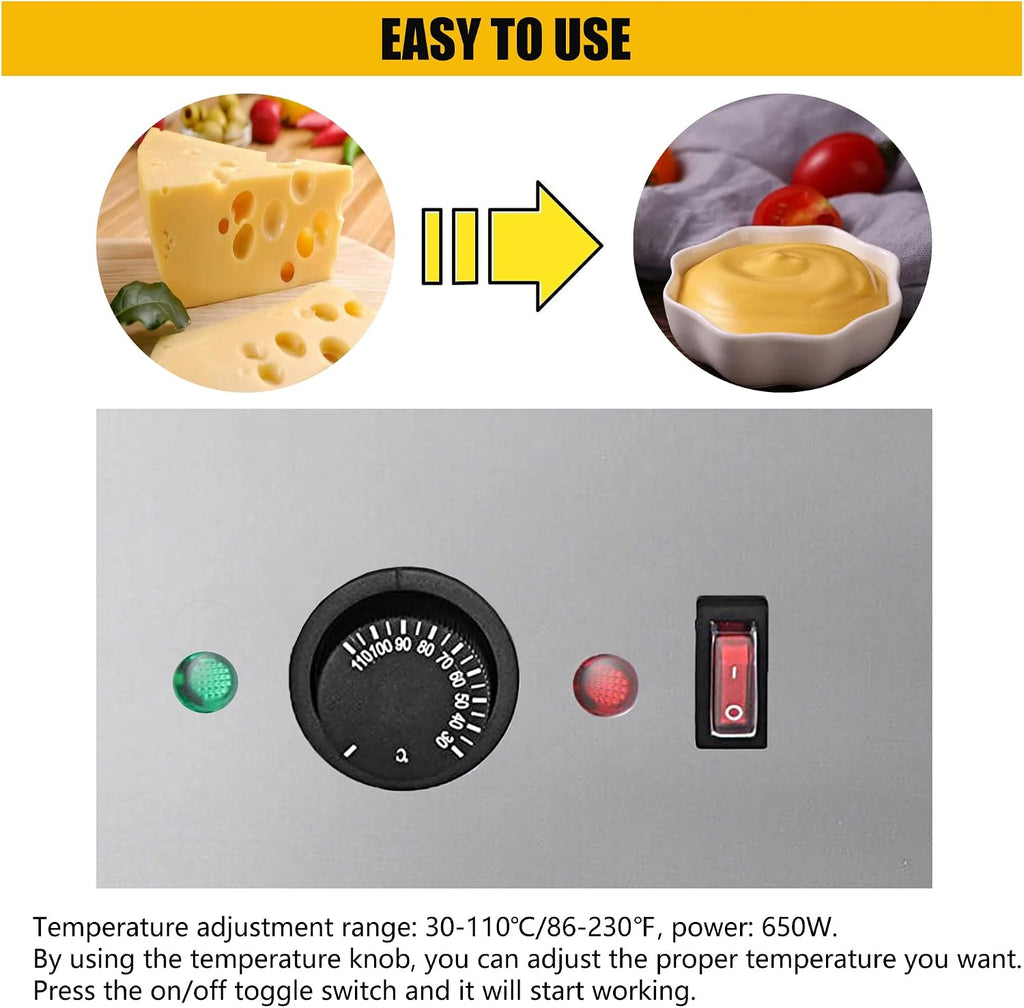 650W Electric Hot Fudge Warmer,Cheese Dispenser with Pump,2.3L Cheese Sauce Warmer Pump Dispenser,Stainless Steel Cheese Pump Dispenser for Fudge Cheese Caramel (B)
