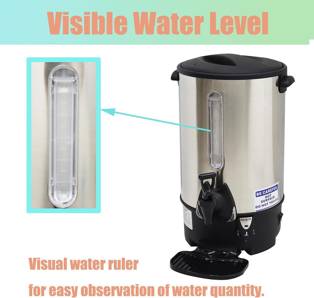 Stainless Steel 9.7L Hot Coffee Kettle Boil Dispenser for Coffee, Tea, and Beverages - Water Boiler Barrel Heat Warmer for Home or Commercial Use