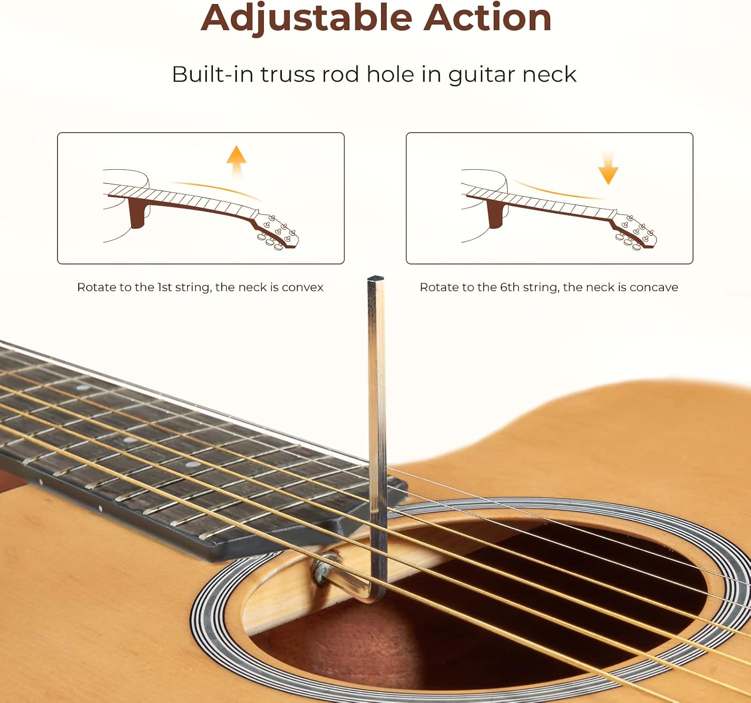Vangoa 41' Acoustic Guitar Bundle for Beginners Adults Teens Dreadnought Full Size Cutaway Guitarra Acustica Kit with Gig Bag, Tuner, Steel Strings, Capo, Strap, Matte Natural