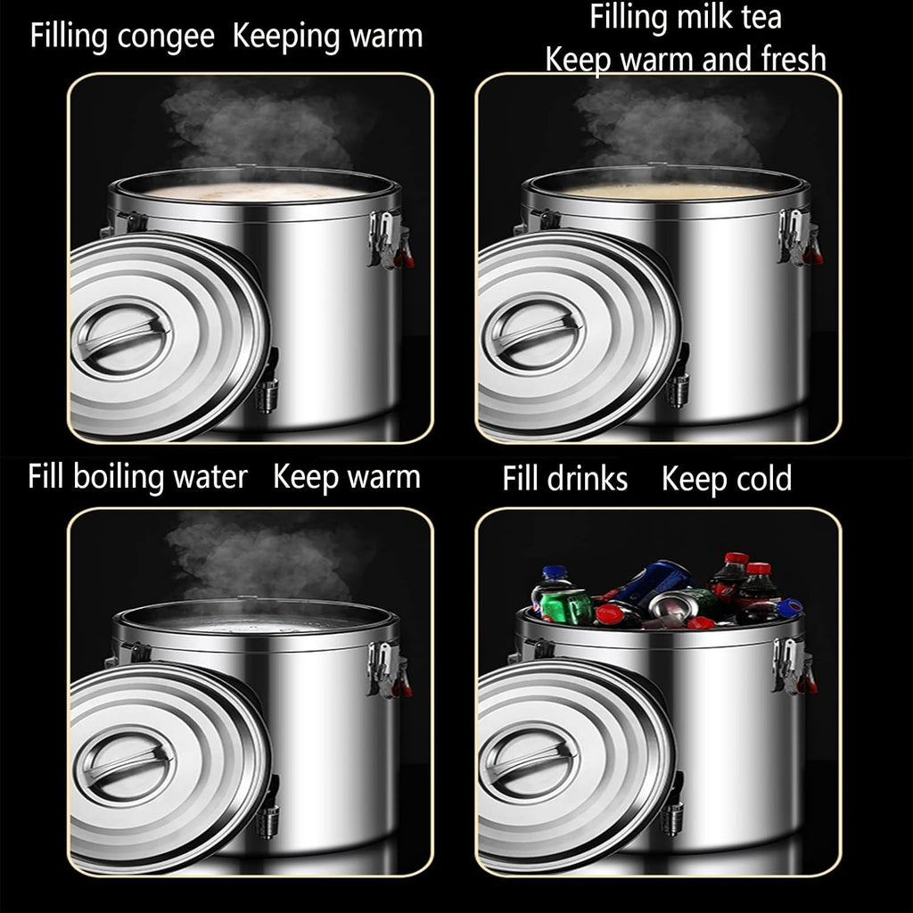 Hot Water Dispensers,Stainless Steel Insulated Barrel, Milk Tea Barrel Large Capacity Juice Bucket Insulation and Cold Preservation for Bar Party Kitchen Picnic