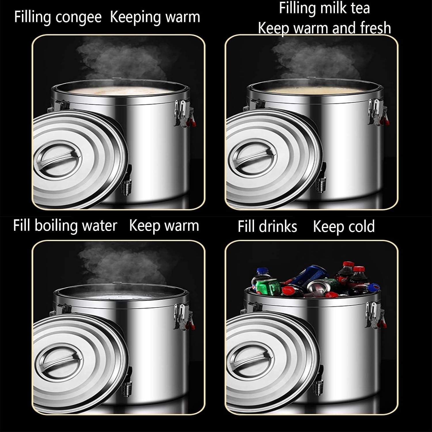 Hot Water Dispensers,Stainless Steel Insulated Barrel, Milk Tea Barrel Large Capacity Juice Bucket Insulation and Cold Preservation for Bar Party Kitchen Picnic