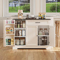 Gizoon Kitchen Coffee Bar Cabinet with Storage Kitchen Sideboard Buffet Cabinet with Drawers, Short Pantry with Door and Shelves for Bathroom and Living Room, White and Black, Painted