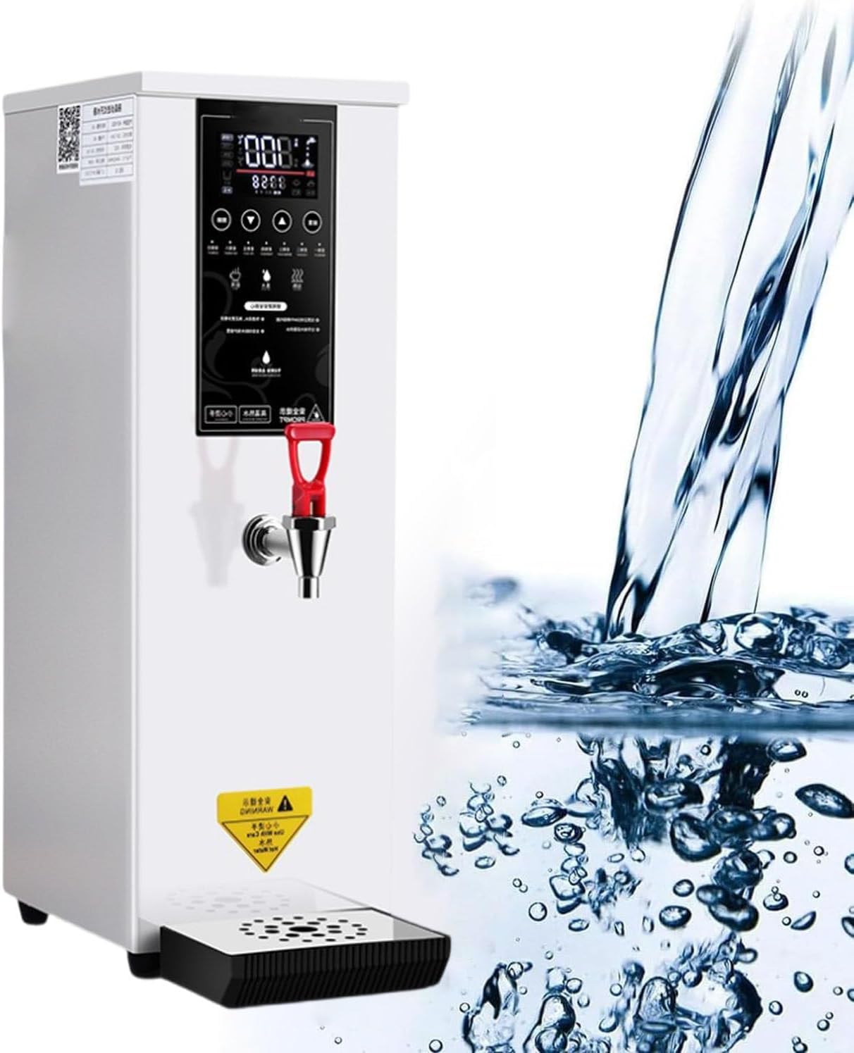 Stainless Steel Electric Hot Water Dispenser, LCD Display + 40-100°C Adjustable Temperature, Water Output: 60l/H + One-Time Water Output: 8l, for Catering, Office,White