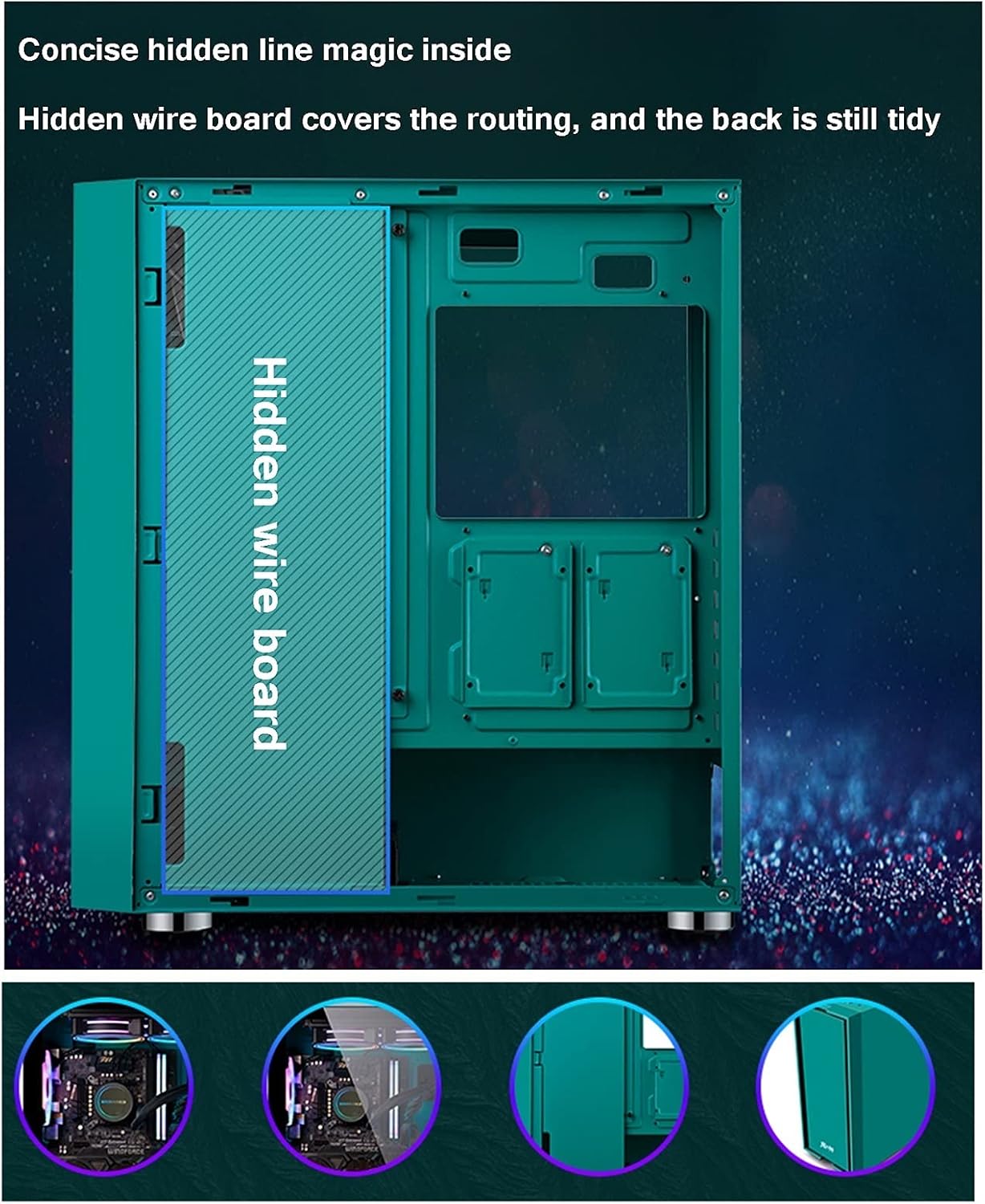 Computer Case, Mid-Tower ATX/M-ATX/ITX PC Gaming Case, Fully Transparent Side Panel, 8 Fan Positions, Support Water Cooling (Size : 44×21.5×48CM)
