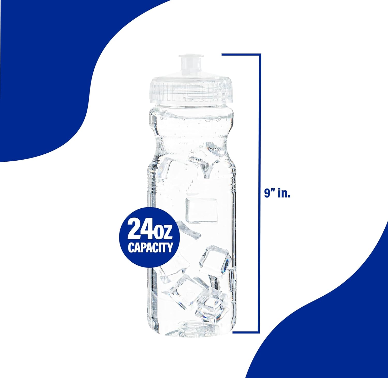 ZETY Bulk Water Bottles 100 Pack - 24 Ounce Reusable bottles Bulk - BPA-Free Easy Open Spin off Cap - Top-Rack - Dishwasher Safe - Sports Bottles (Clear)