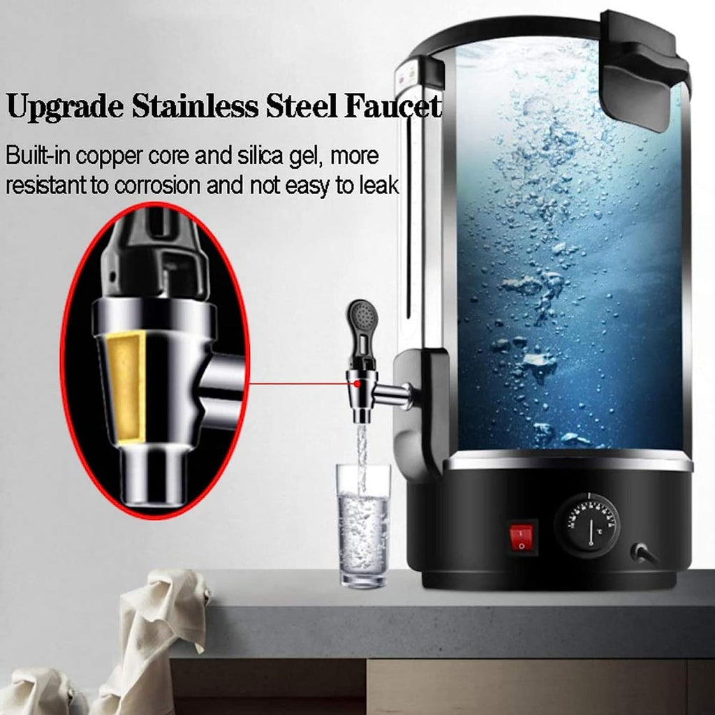 12L Commercial Hot Water Urn Dispenser For Office, Coffee Catering Pot Ideal For Party Chocolate Beverage, Double Wall Stainless Steel Insulation Bucket Milk Tea Shop