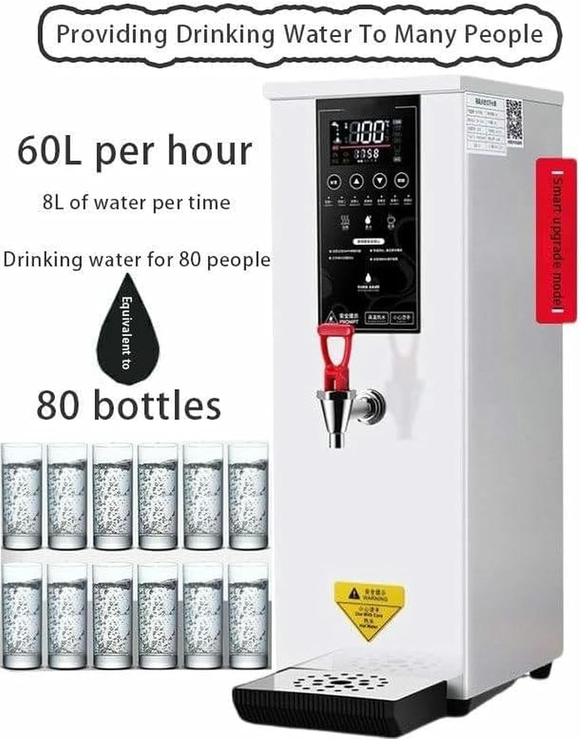 Commercial Hot Water Dispense Boiler Instant Boiling Machine Heater LCD Display + 40-100°C Adjustable Temperature, Water Output: 60l/H