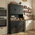 DIYART 71 Inch Black Pantry Cabinet with Power Outlet, Heavy-Duty Freestanding Kitchen Storage Organizer with Reinforced Frame, Pantry Hutch for Kitchen, Dining Room, Living Room