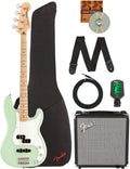 Fender Squier Affinity Precision Bass PJ - Surf Green Bundle with Rumble 15 Amplifier, Instrument Cable, Gig Bag, Tuner, Strap, and Austin Bazaar Instructional DVD