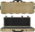 Eylar 48' Inch Protective Roller Rifle Hard Case with Foam, Waterproof & Crushproof, Two Rifles Or Multiple Guns, Pressure Valve with Lockable Fittings Tan FDE