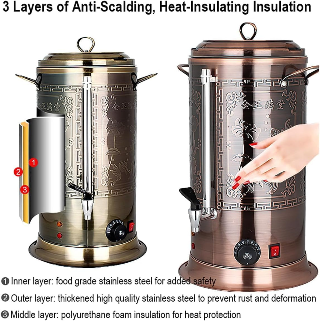 Catering Urn, Stainless Steel Hot Water Boiler Urn Dispenser, Temperature Control 30-110 Degree For Home Shop Hotel Commercial Or Office Use (Size : 40L)