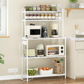 Large 5 Tier Bakers Rack with Electrical Outlets, 39 Inch Microwave Stand Coffee Bar, Kitchen Storage Shelf for Home, Counter Space Organizer
