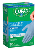 Curad Nitrile Exam Gloves, Durable, Powder Free, Chemical Resistant, One Size Fits Most, 100 Count (10 Pack)