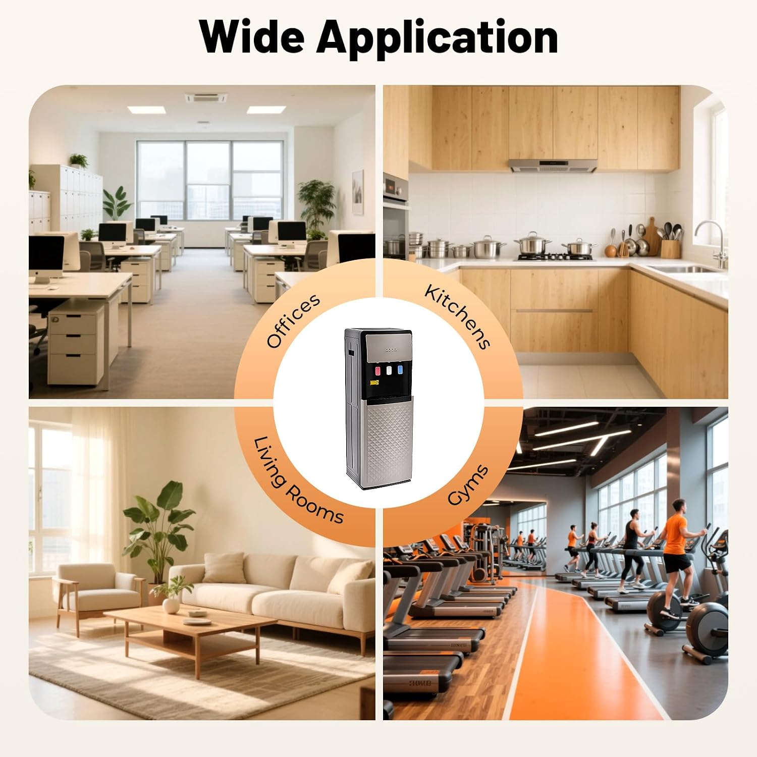 Bottom Loading Water Cooler Dispenser, 500W Hot and Cold Water Cooler with 3 Temperature Settings - Hot Cold & Room for Home Apartment Office Water Capacity 2L(Cold) & 5L(Hot) SJYTD-6 Gray