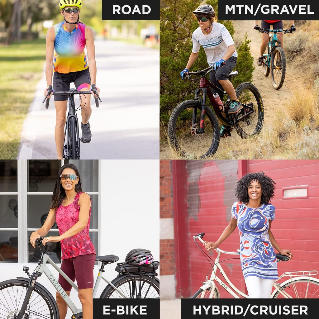 Terry Touring Bike Short Regular 8' Long Womens Padded Cycling Shorts for Women Compression Pockets Leg Grippers