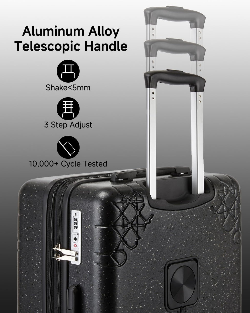 Somago 3 Piece Luggage Set with Cup Holder, Expandable 25% Capacity Suitcase with Shock-Absorbing Braking Spinner Wheels Moon Star Design Hardside Suitcase with TSA Lock (Black,Expandable Sets)