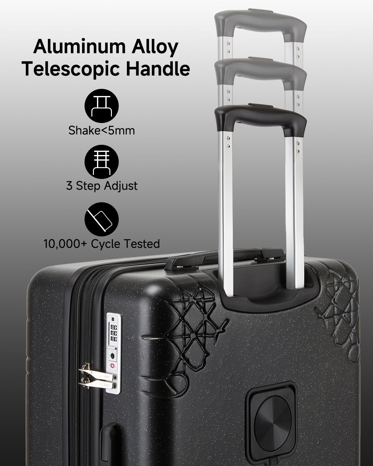 Somago 3 Piece Luggage Set with Cup Holder, Expandable 25% Capacity Suitcase with Shock-Absorbing Braking Spinner Wheels Moon Star Design Hardside Suitcase with TSA Lock (Black,Expandable Sets)