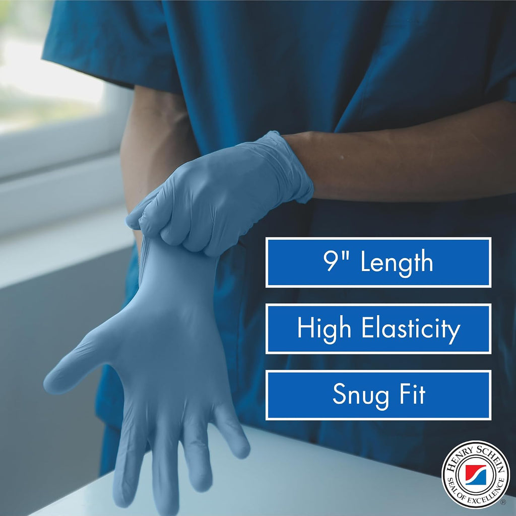 Henry Schein Criterion N300 Nitrile Exam Gloves, Ice Blue – Chemo Tested, Latex-Free, Chlorinated, 2.76 Mil, Non-Sterile