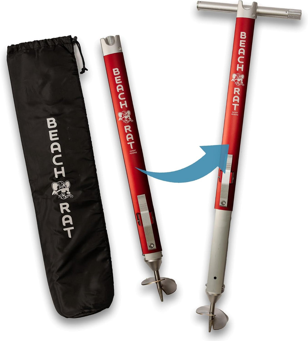 Beach Rat Anchor & Case - Pontoon, Tritoon, PWC Anchor - Shallow Water Boat Anchor & Sandbar Anchor, Screw in Boat Anchor, Stainless Steel & Aluminum Anchor Pole Accessory