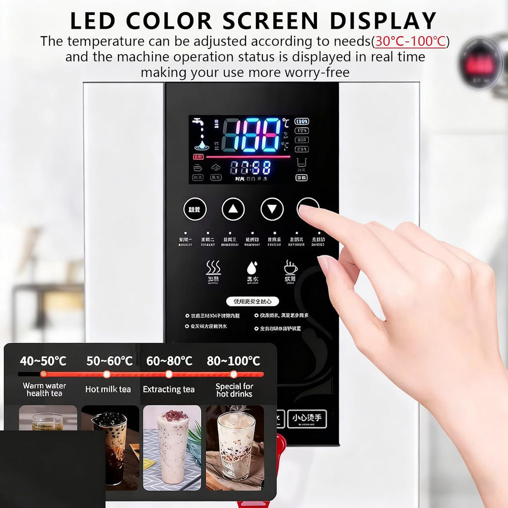 2500W Professional Commercial Electric Hot Water Dispenser With LCD Touchscreen And Built-in Water Purifier (White 220V) for Tea Coffee Shop Dessert Shop Hotel（45L/H Output） A