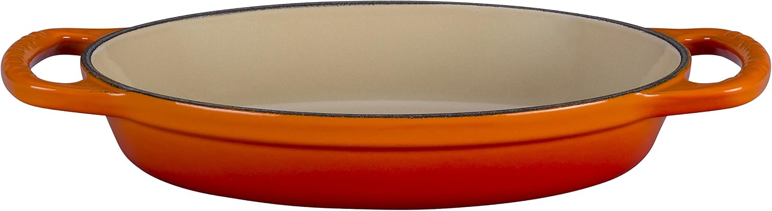 Le Creuset Enamel Cast Iron Signature Oval Baker, 1.5 quart, Flame
