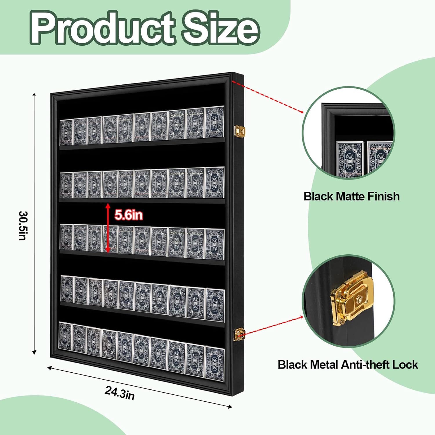 Playing Card Display Case 3 Pack - Large Lockable Card Deck Display Box with UV Protection Acrylic Door - Ideal for Poker Card Storage and Collection Showcasing, Vertical
