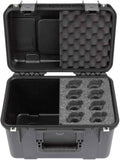 SKB iSeries Microphone Hard Case, Waterproof Polypropylene Shell with 8-Slot Foam Interior, Cable Storage and Wheels for Mic System Protection