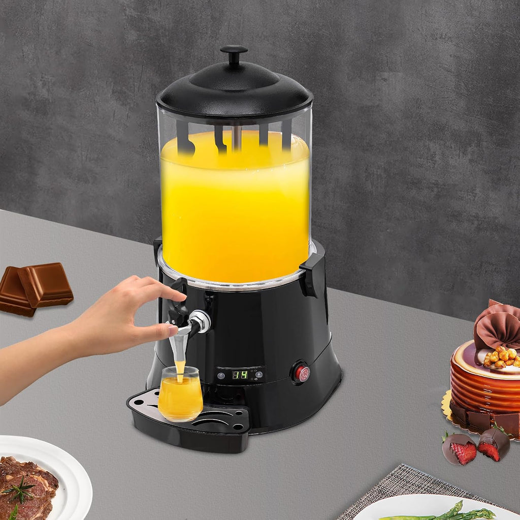 10LHot Chocolate Machine & Commercial Hot Drink Dispenser, Electric Beverage Warmer with 86-194°F Intelligent Temperature Control, Multi-Function Dispenser for Cocoa Milk Coffee and Tea