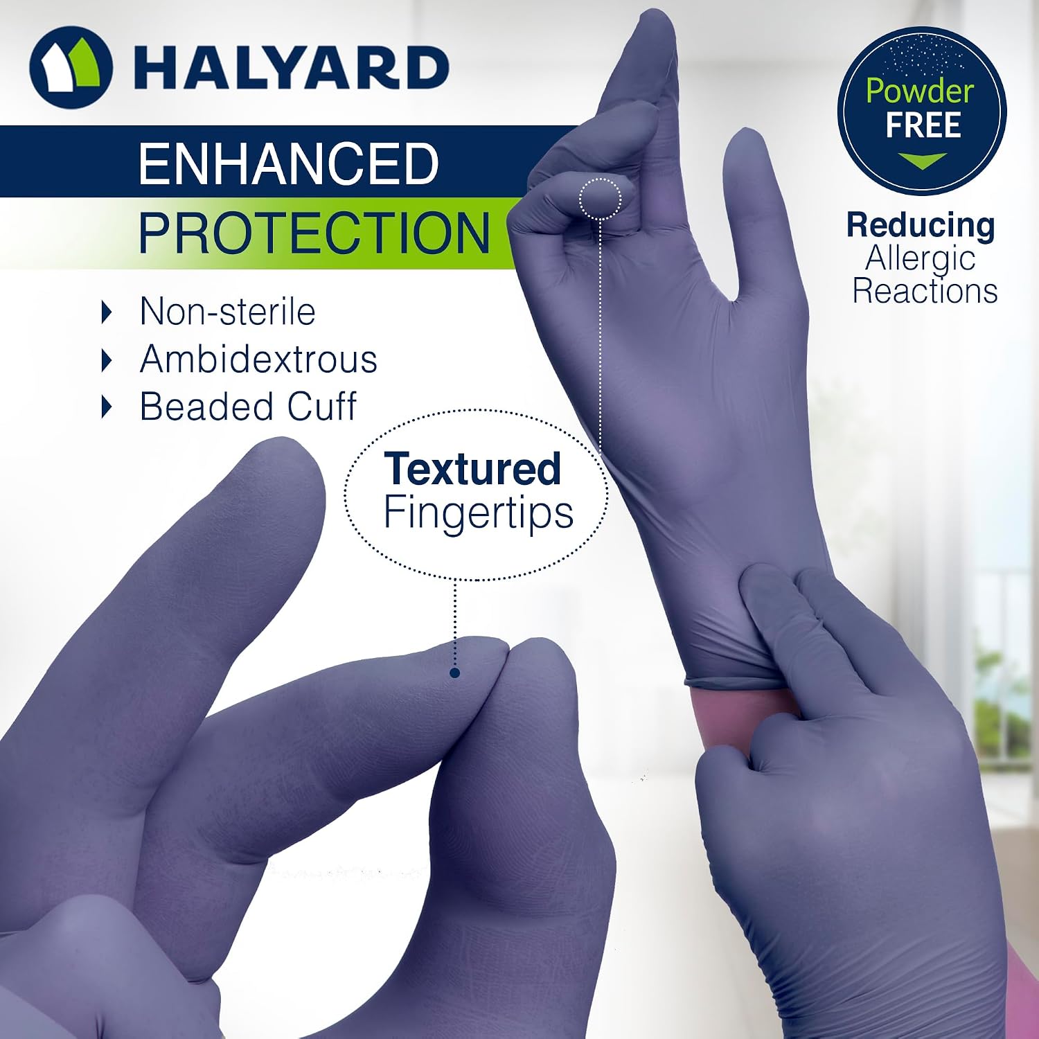 HALYARD SKYBREEZE Nitrile Exam Gloves, Powder-Free, 3.5 mil