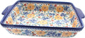 Blue Rose Polish Pottery - Yellow Butterfly Baker with Handles - 13' x 10.5' - Unique, Dishwasher Safe, & Durable Bakeware