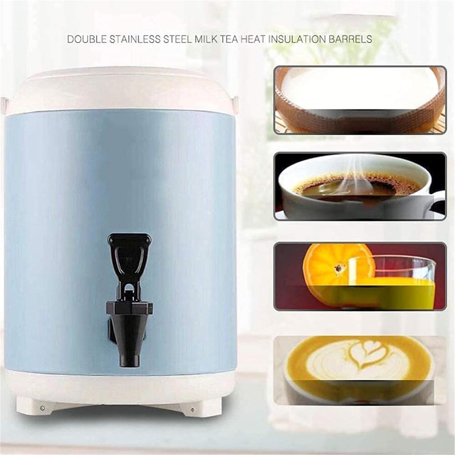 Insulated Keg Beverage Dispenser With Tap For Hot Water - Perfect For Coffee Juice Tea Cider Milk At Parties And Buffets - Double Wall Design For Exceptional Temperature Retention(Yellow,8L)