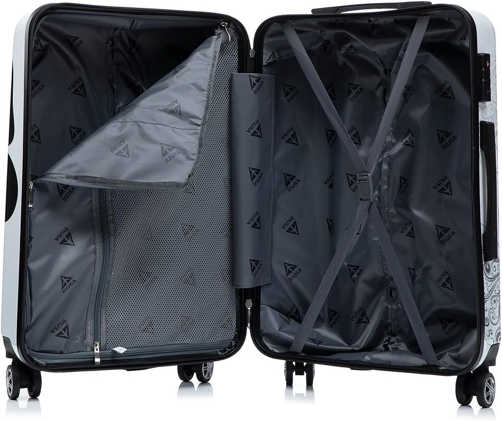 InUSA Hardside Butterfly Suitcase, 4-Wheeled Spinner, TSA Checkpoint Friendly, Black Butterfly