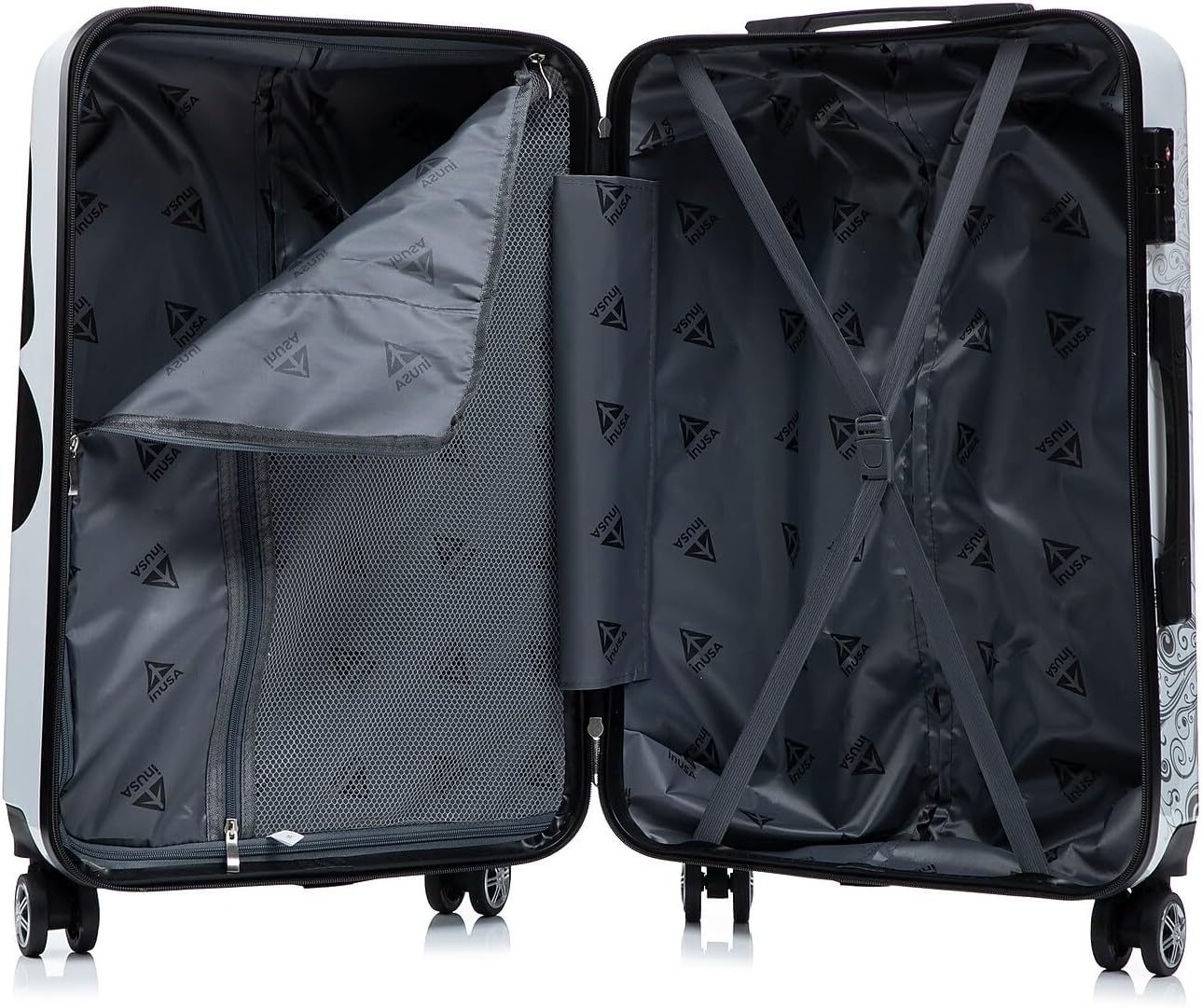InUSA Hardside Butterfly Suitcase, 4-Wheeled Spinner, TSA Checkpoint Friendly, Black Butterfly