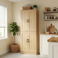 DIYART 71' Tall Kitchen Pantry Cabinet, Freestanding Food Storage Organizer with Doors & Adjustable Shelves, Large Utility Hutch Cupboard for Dining Room, Kitchen & Home Office, Oak