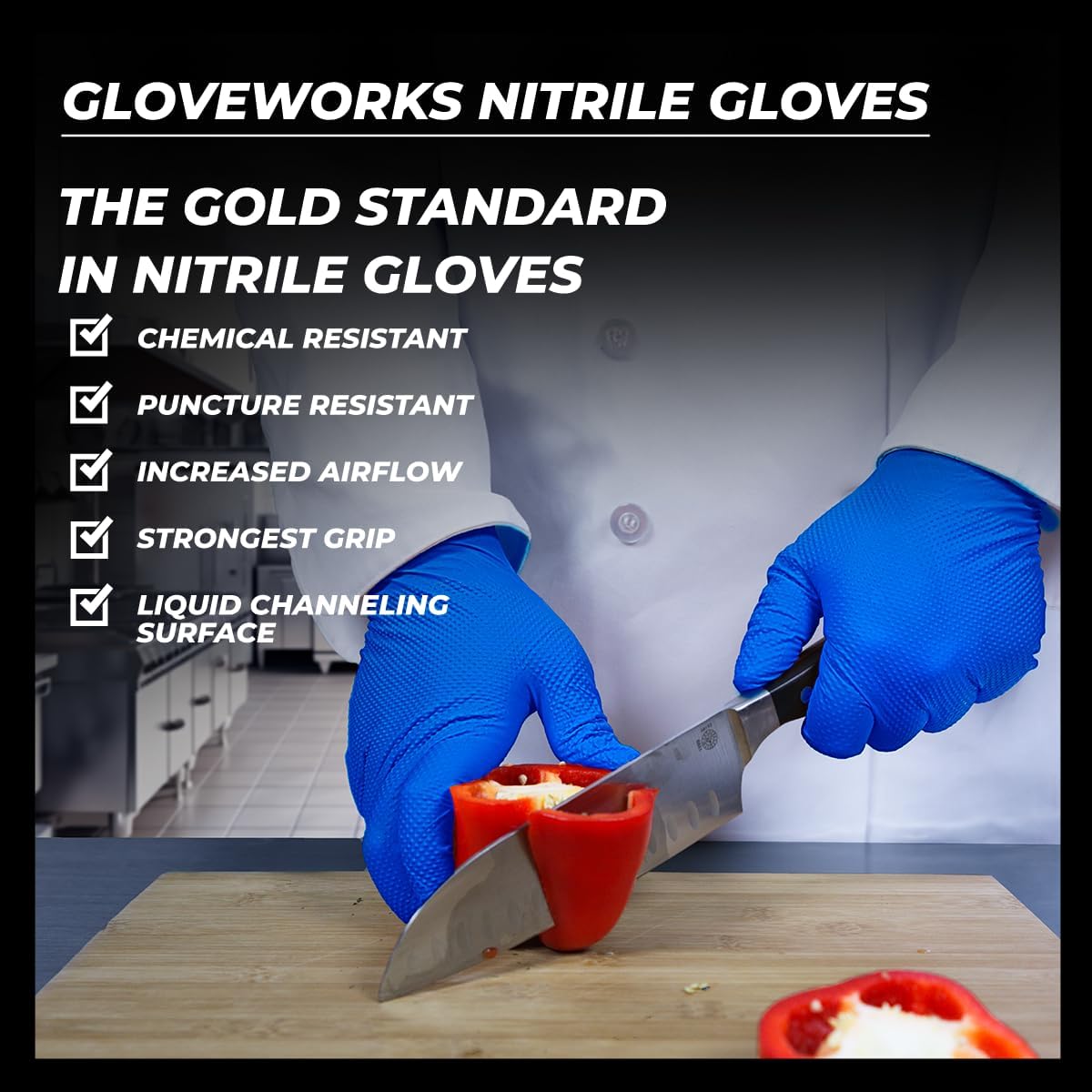 GLOVEWORKS HD Royal Blue Nitrile Industrial Disposable Gloves, 6 Mil, Latex & Powder-Free, Food-Safe, Raised Diamond Texture
