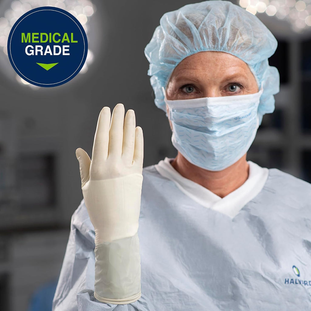 HALYARD Surgical Gloves Latex Sterile Individually Wrapped Pairs Powder Free Medical Disposable Gloves, 8.7 mil, Size 5.5 XS, Cream, SGL65055 (Case of 200 Pairs - 400 Total)