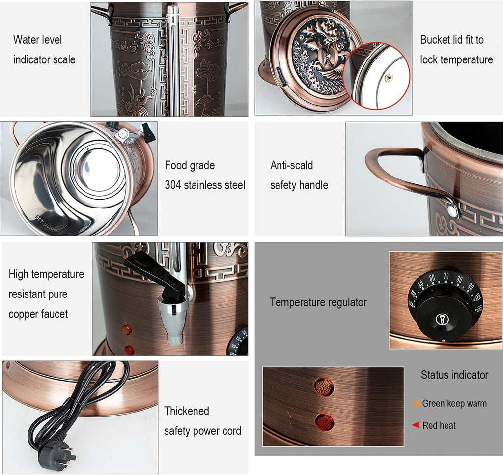 Catering Urn, Stainless Steel Hot Water Boiler Urn Dispenser, Temperature Control 30-110 Degree For Home Shop Hotel Commercial Or Office Use (Size : 30L)