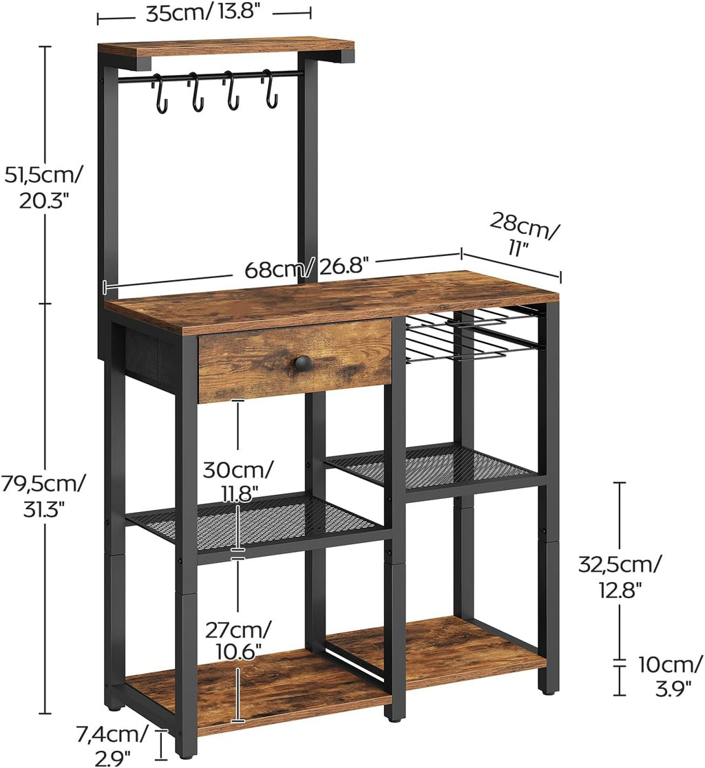 YATINEY Bakers Rack with Power Outlet, Microwave Stand with Paper Holder, Bakers Rack with Storage, HB02UBR-KF60BRY1