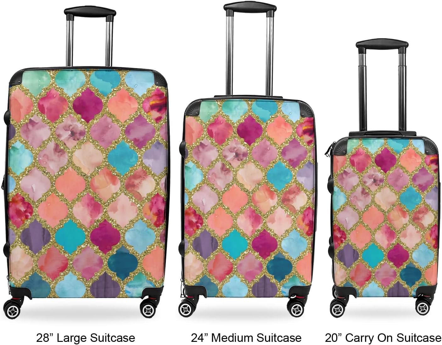 Glitter Moroccan Watercolor Suitcase - 24' Medium - Checked