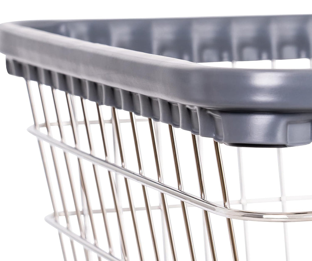 R&B Wire® 200F Extra Large Heavy Duty Wire Laundry Cart | 4.5 Bushel | Steel Frame with Chrome Finish | Commercial Laundry Basket | Industrial Bumper | 5' Clean Wheel System™ Casters